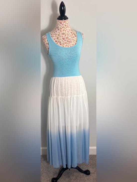Marija Dresses & Skirts - MARIJA Sleeveless Ombre Maxi Dress – Blue Gradient Chiffon Size Large